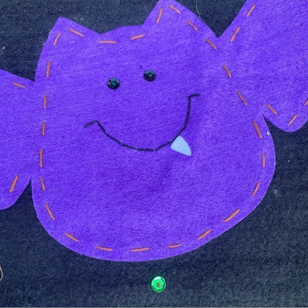 Lot of 4 Target Black Felt/Fabric Halloween Trick or Treat Bags w/Purple Bat. - Picture 8 of 9